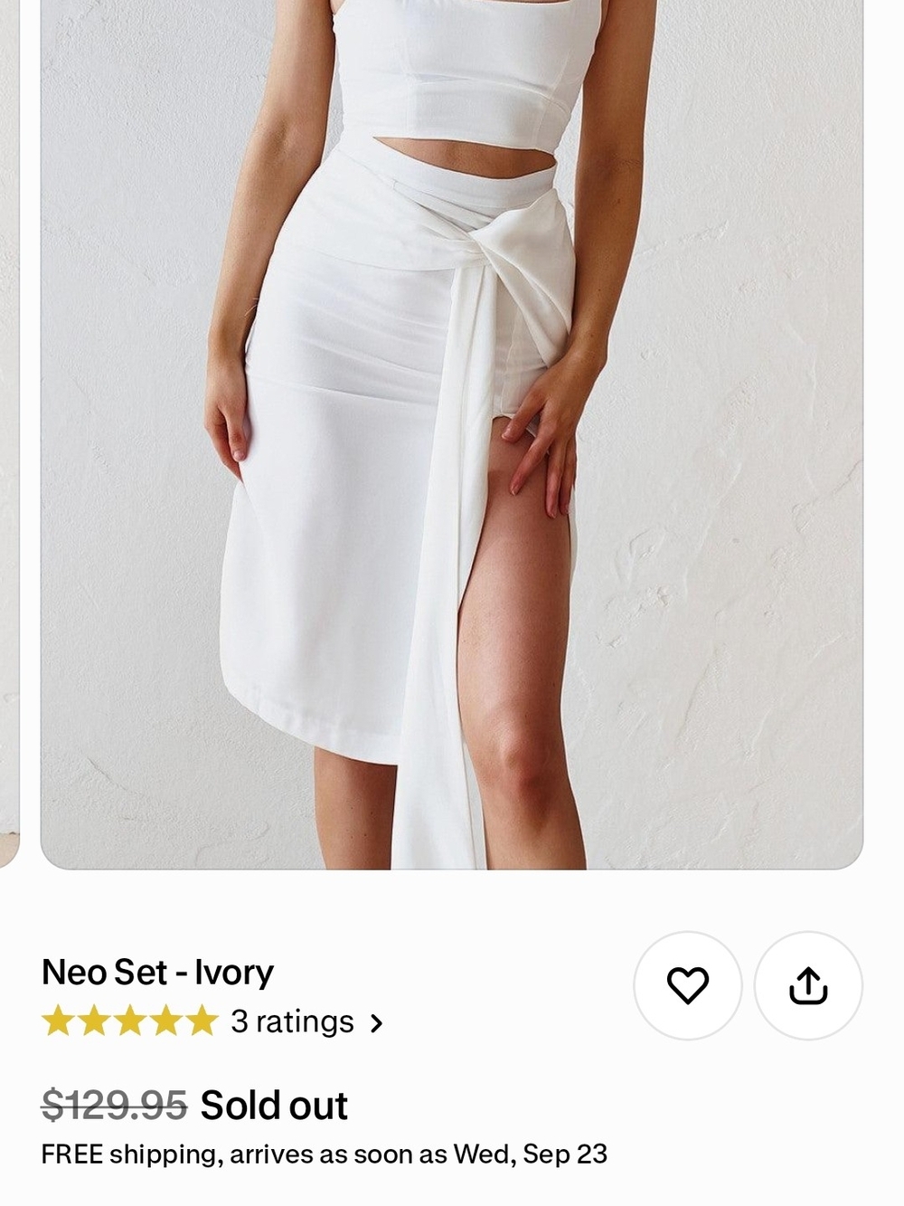 Neo Set Ivory High-Low Wrap Skirt